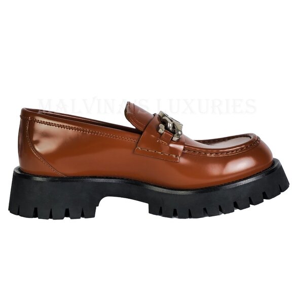 GUCCI SHOES MENS MOC TOE LUG SOLE MOCCASINS LOAFERS w LOGO  sz 7.5 US 8 main image 8